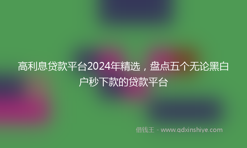 高利息贷款平台2024年精选，盘点五个无论黑白户秒下款的贷款平台