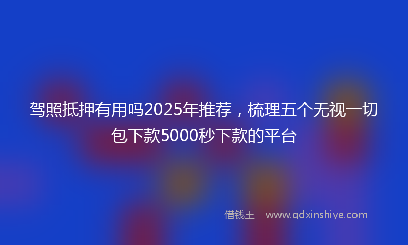 驾照抵押有用吗2025年推荐，梳理五个无视一切包下款5000秒下款的平台