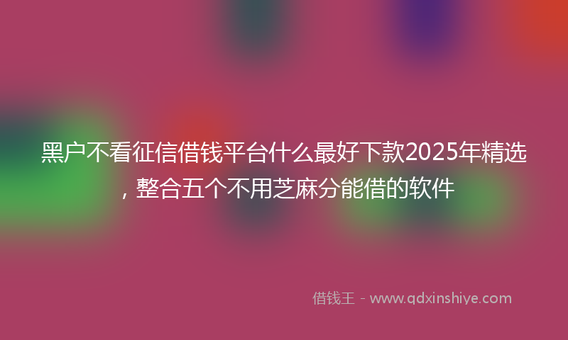 黑户不看征信借钱平台什么最好下款2025年精选，整合五个不用芝麻分能借的软件