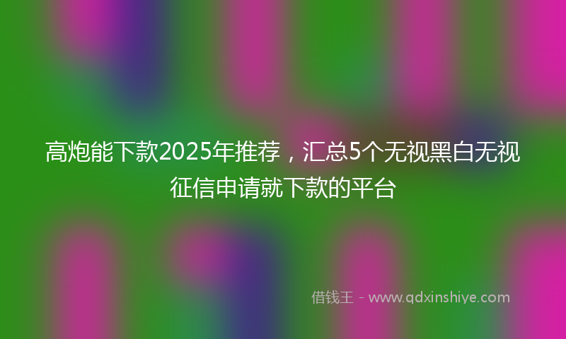 高炮能下款2025年推荐，汇总5个无视黑白无视征信申请就下款的平台
