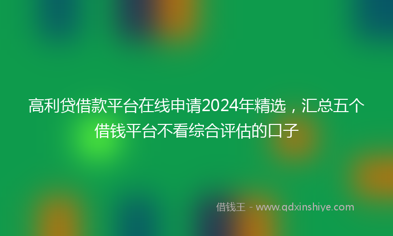 高利贷借款平台在线申请2024年精选，汇总五个借钱平台不看综合评估的口子