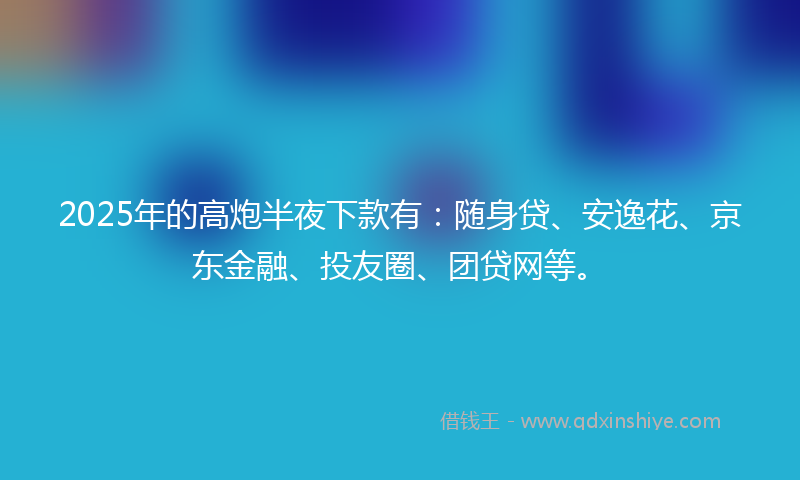2025年的高炮半夜下款有：随身贷、安逸花、京东金融、投友圈、团贷网等。