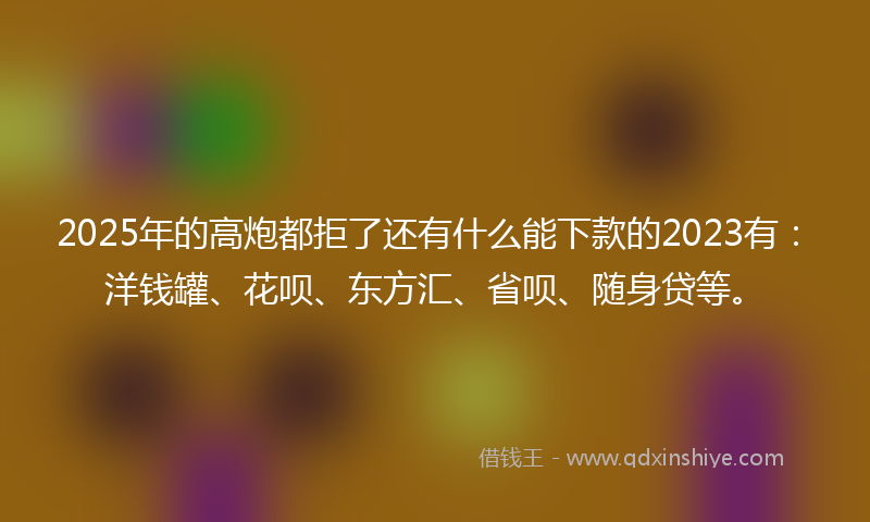 2025年的高炮都拒了还有什么能下款的2023有：洋钱罐、花呗、东方汇、省呗、随身贷等。