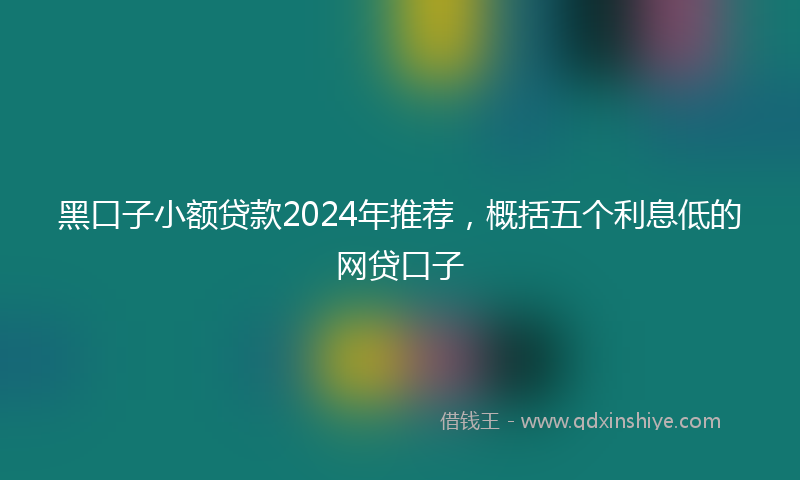 黑口子小额贷款2024年推荐，概括五个利息低的网贷口子