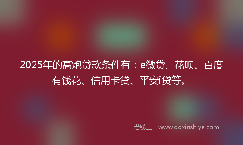 2025年的高炮贷款条件有：e微贷、花呗、百度有钱花、信用卡贷、平安i贷等。