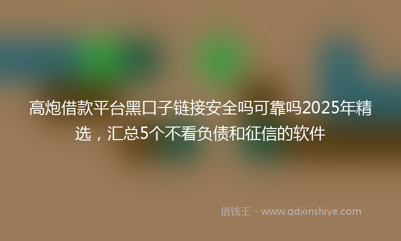 高炮借款平台黑口子链接安全吗可靠吗2025年精选，汇总5个不看负债和征信的软件