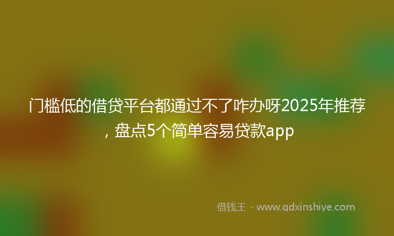 门槛低的借贷平台都通过不了咋办呀2025年推荐，盘点5个简单容易贷款app