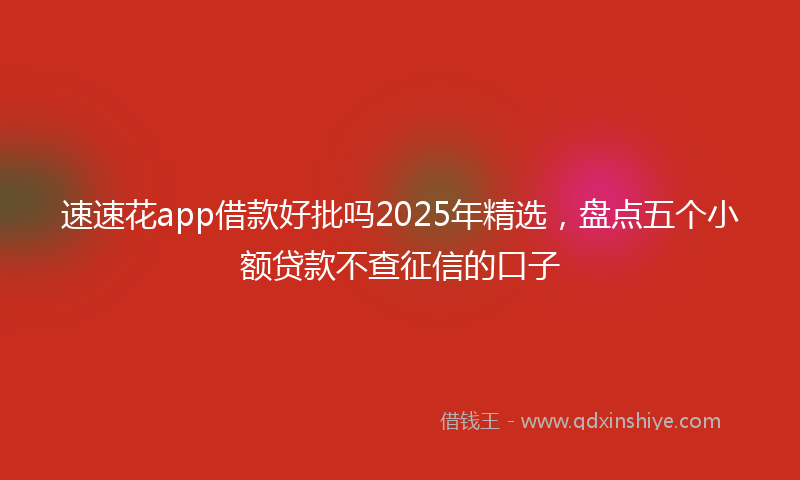 速速花app借款好批吗2025年精选，盘点五个小额贷款不查征信的口子