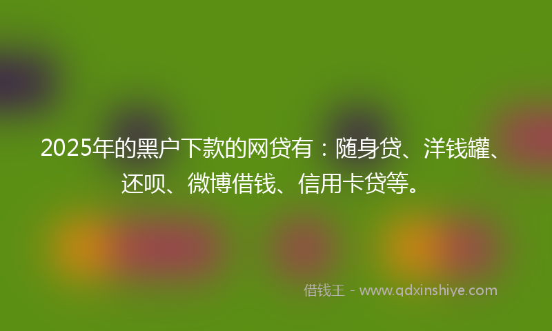 2025年的黑户下款的网贷有：随身贷、洋钱罐、还呗、微博借钱、信用卡贷等。