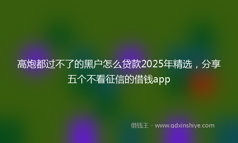 高炮都过不了的黑户怎么贷款2025年精选，分享五个不看征信的借钱app