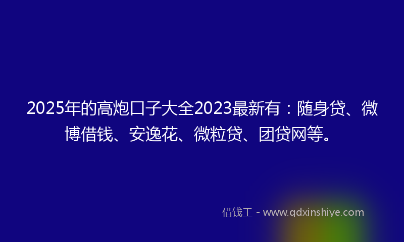 2025年的高炮口子大全2023最新有：随身贷、微博借钱、安逸花、微粒贷、团贷网等。