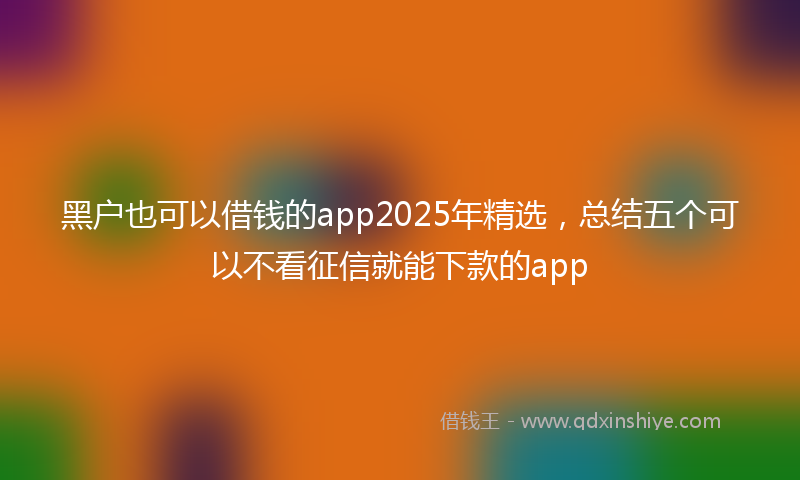 黑户也可以借钱的app2025年精选，总结五个可以不看征信就能下款的app