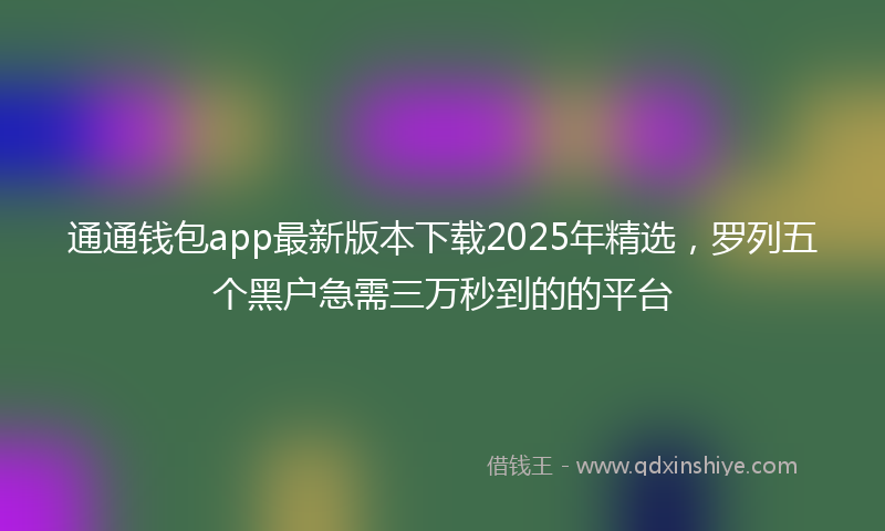通通钱包app最新版本下载2025年精选，罗列五个黑户急需三万秒到的的平台