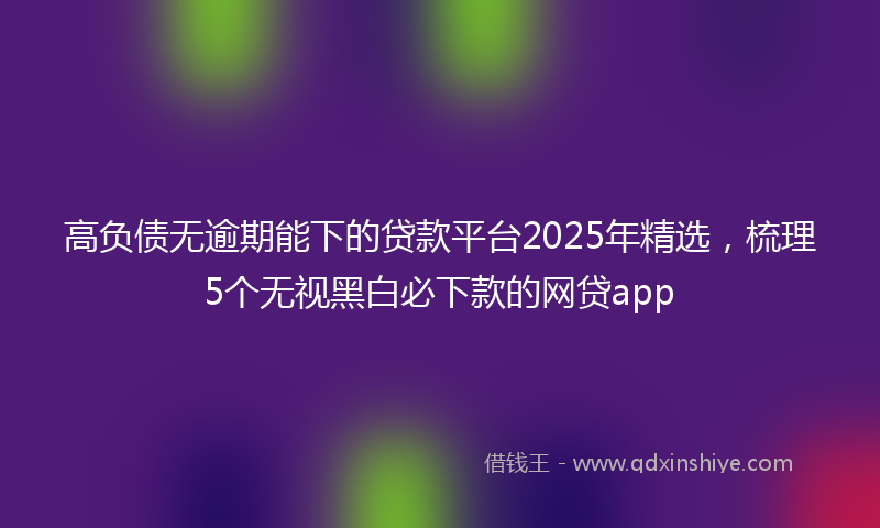 高负债无逾期能下的贷款平台2025年精选，梳理5个无视黑白必下款的网贷app