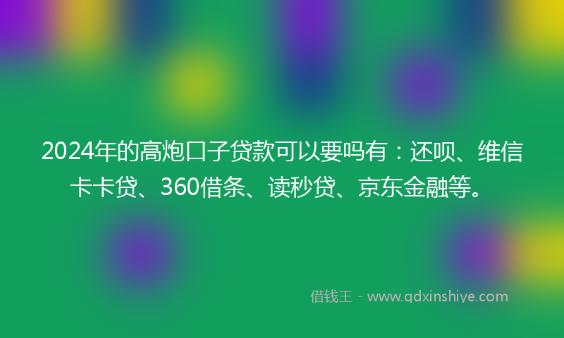 2024年的高炮口子贷款可以要吗有：还呗、维信卡卡贷、360借条、读秒贷、京东金融等。