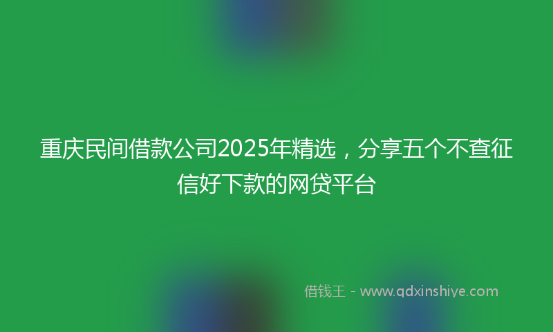 重庆民间借款公司2025年精选，分享五个不查征信好下款的网贷平台