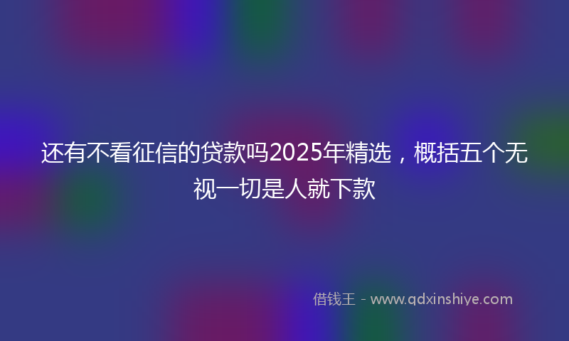 还有不看征信的贷款吗2025年精选，概括五个无视一切是人就下款