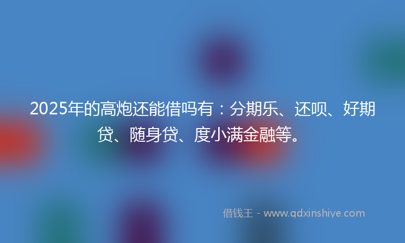 2025年的高炮还能借吗有：分期乐、还呗、好期贷、随身贷、度小满金融等。