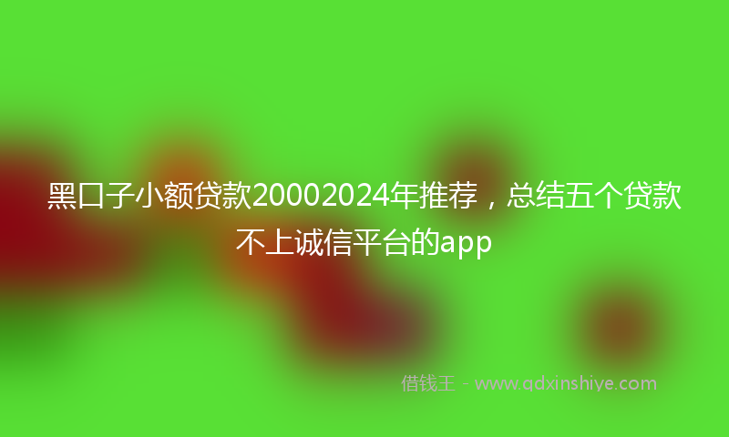 黑口子小额贷款20002024年推荐，总结五个贷款不上诚信平台的app