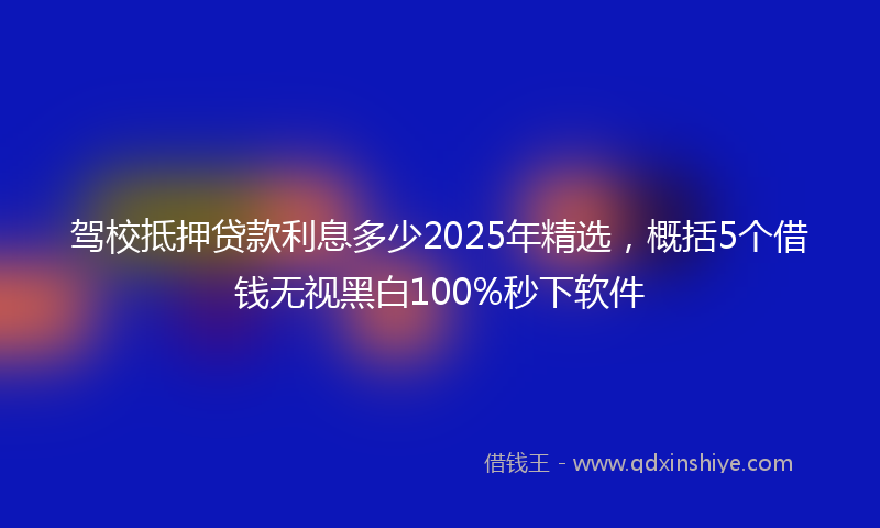 驾校抵押贷款利息多少2025年精选，概括5个借钱无视黑白100%秒下软件