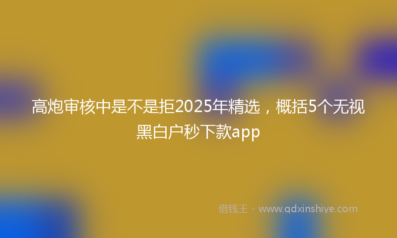 高炮审核中是不是拒2025年精选，概括5个无视黑白户秒下款app