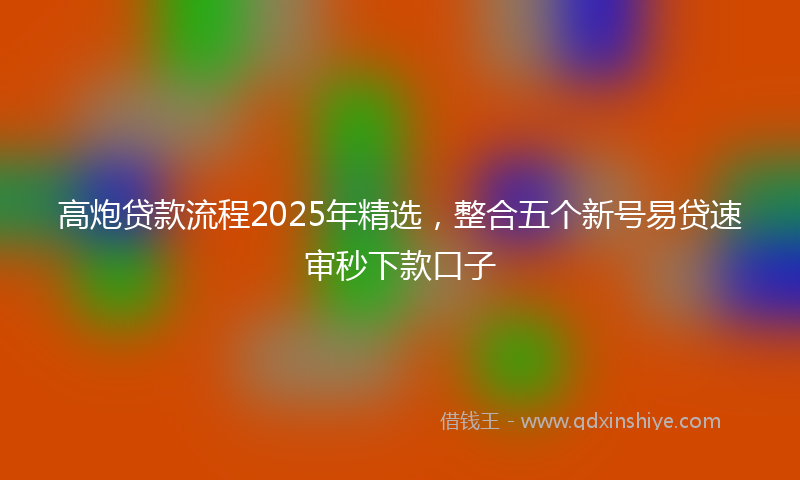 高炮贷款流程2025年精选，整合五个新号易贷速审秒下款口子