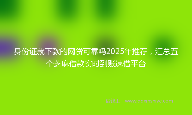 身份证就下款的网贷可靠吗2025年推荐，汇总五个芝麻借款实时到账速借平台