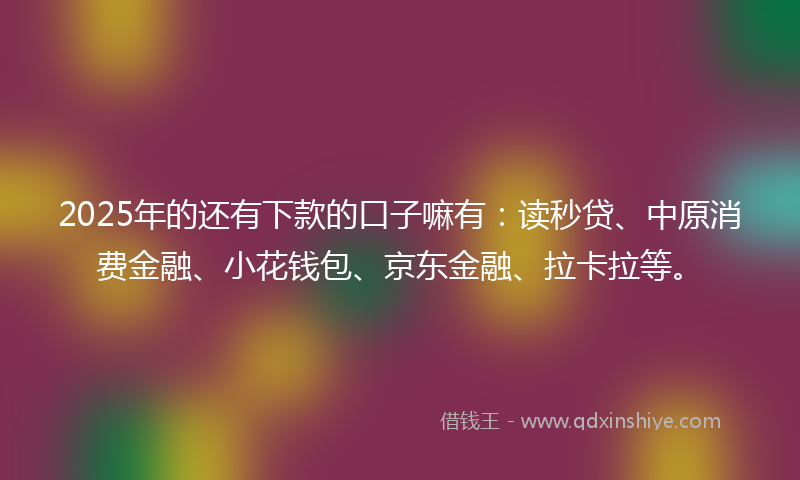 2025年的还有下款的口子嘛有：读秒贷、中原消费金融、小花钱包、京东金融、拉卡拉等。