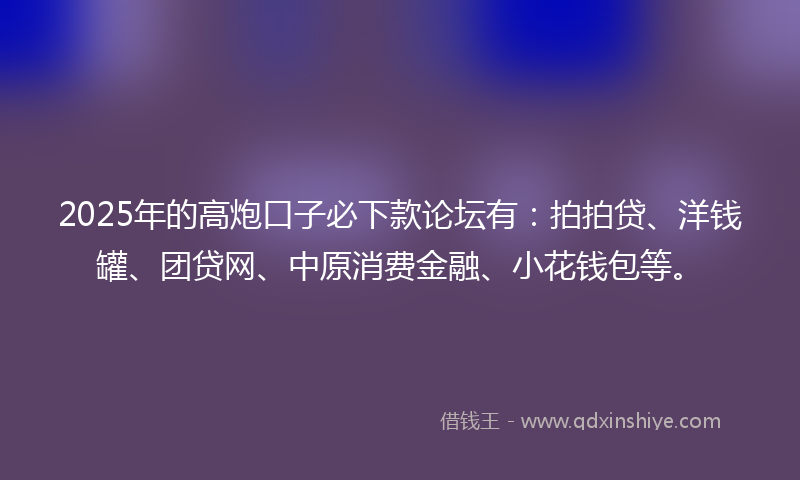 2025年的高炮口子必下款论坛有：拍拍贷、洋钱罐、团贷网、中原消费金融、小花钱包等。