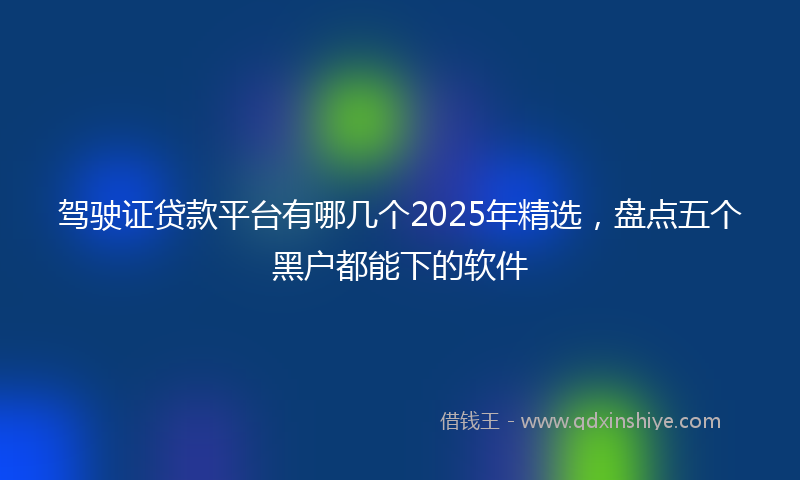 驾驶证贷款平台有哪几个2025年精选，盘点五个黑户都能下的软件