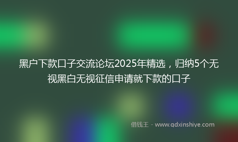 黑户下款口子交流论坛2025年精选，归纳5个无视黑白无视征信申请就下款的口子