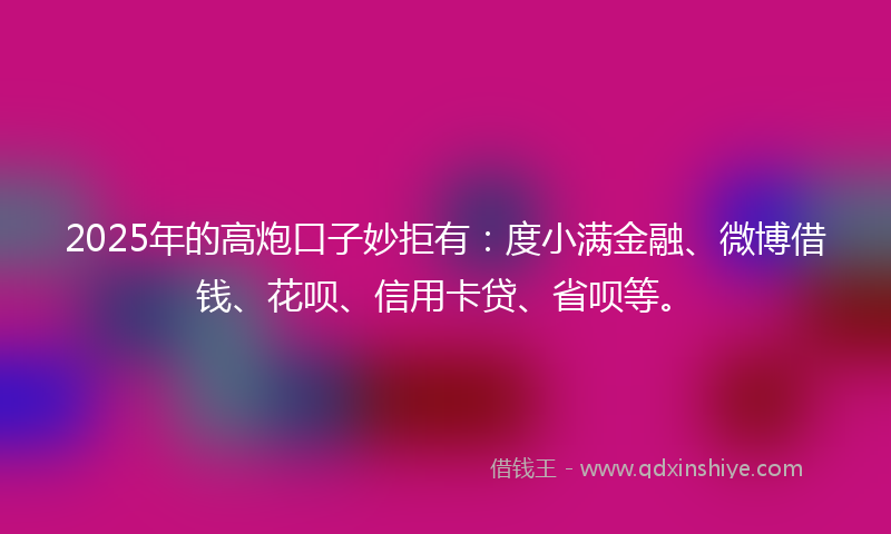 2025年的高炮口子妙拒有：度小满金融、微博借钱、花呗、信用卡贷、省呗等。