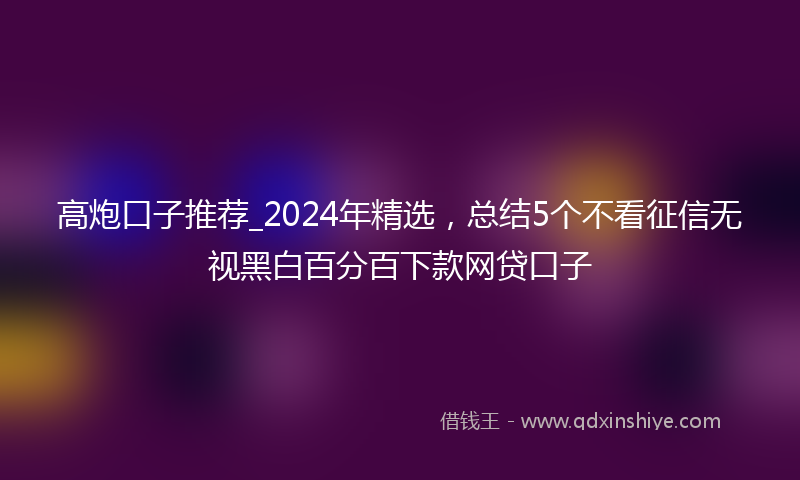 高炮口子推荐_2024年精选，总结5个不看征信无视黑白百分百下款网贷口子