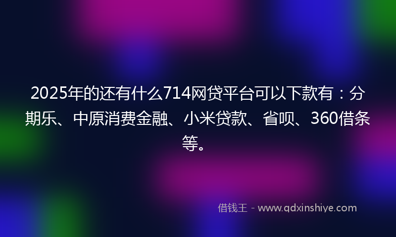 2025年的还有什么714网贷平台可以下款有：分期乐、中原消费金融、小米贷款、省呗、360借条等。