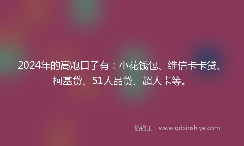 2024年的高炮口子有：小花钱包、维信卡卡贷、柯基贷、51人品贷、超人卡等。