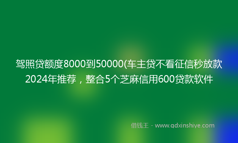 驾照贷额度8000到50000(车主贷不看征信秒放款2024年推荐，整合5个芝麻信用600贷款软件