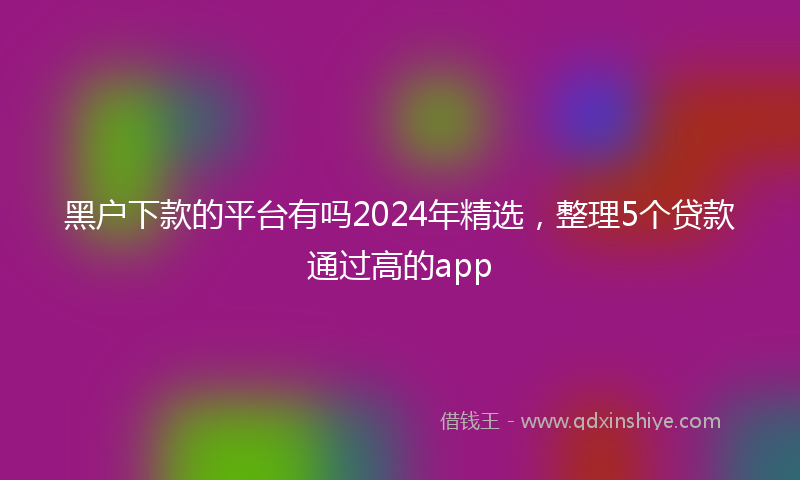 黑户下款的平台有吗2024年精选，整理5个贷款通过高的app