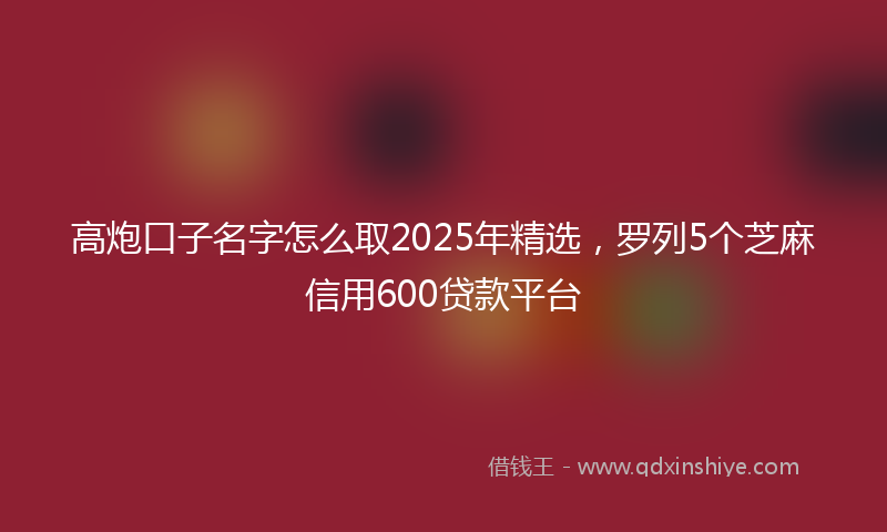 高炮口子名字怎么取2025年精选，罗列5个芝麻信用600贷款平台