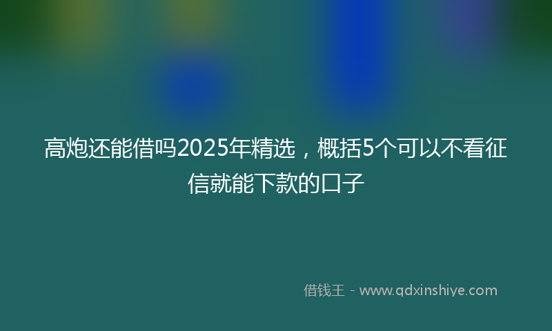 高炮还能借吗2025年精选，概括5个可以不看征信就能下款的口子