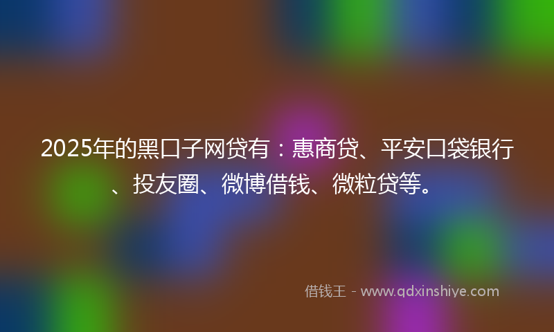 2025年的黑口子网贷有：惠商贷、平安口袋银行、投友圈、微博借钱、微粒贷等。