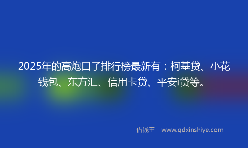 2025年的高炮口子排行榜最新有：柯基贷、小花钱包、东方汇、信用卡贷、平安i贷等。