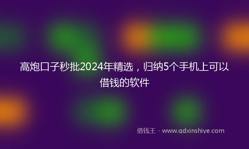 高炮口子秒批2024年精选，归纳5个手机上可以借钱的软件