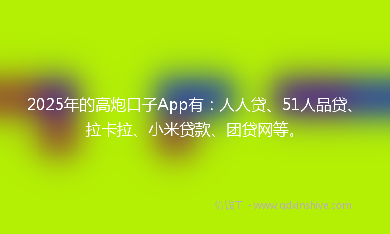 2025年的高炮口子App有：人人贷、51人品贷、拉卡拉、小米贷款、团贷网等。