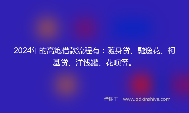 2024年的高炮借款流程有：随身贷、融逸花、柯基贷、洋钱罐、花呗等。