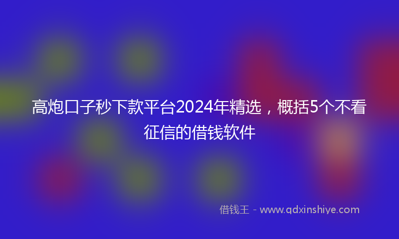 高炮口子秒下款平台2024年精选，概括5个不看征信的借钱软件