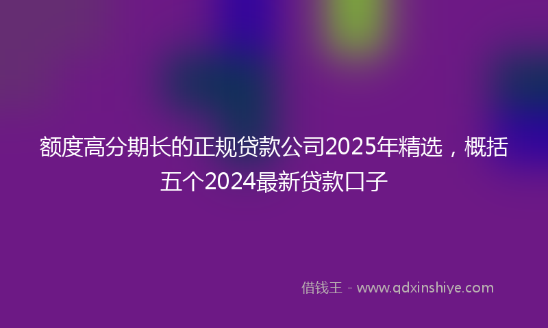 额度高分期长的正规贷款公司2025年精选，概括五个2024最新贷款口子