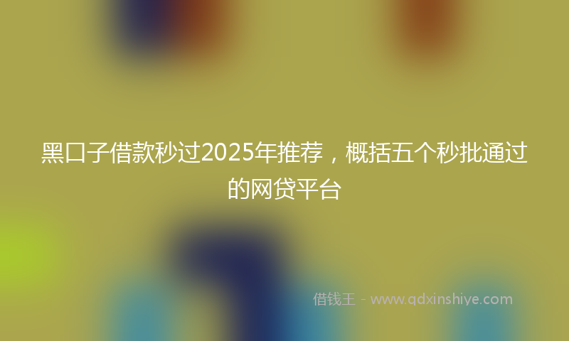 黑口子借款秒过2025年推荐，概括五个秒批通过的网贷平台