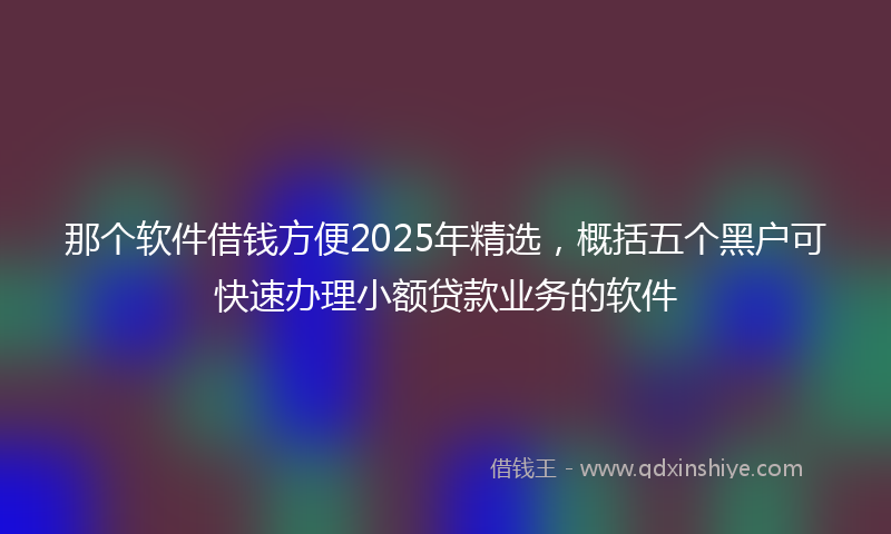 那个软件借钱方便2025年精选，概括五个黑户可快速办理小额贷款业务的软件
