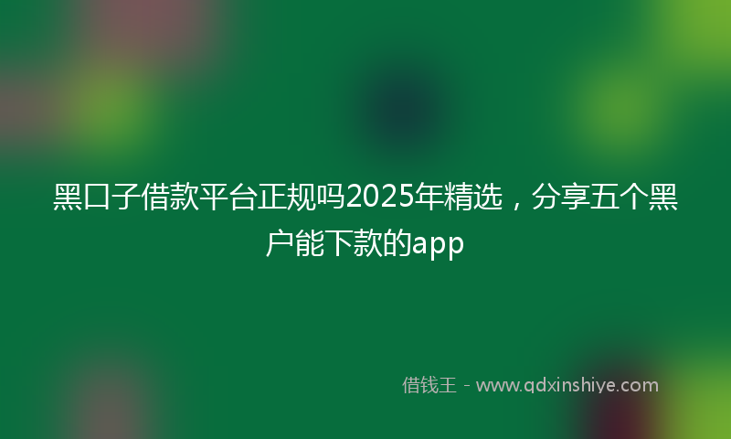 黑口子借款平台正规吗2025年精选，分享五个黑户能下款的app