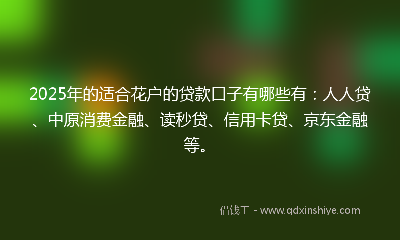 2025年的适合花户的贷款口子有哪些有：人人贷、中原消费金融、读秒贷、信用卡贷、京东金融等。